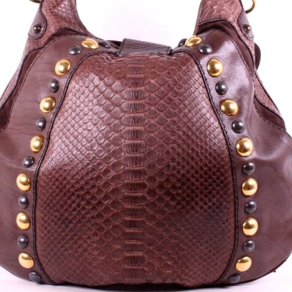 ***SOLD***EX-LARGE GUCCI BABOUSKA HOBO CROSSBODY (2 WAY) PYTHON LSTUDDED FRINGE - Picture 7 of 16